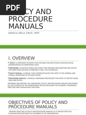 POLICY AND PROCEDURE MANUALS