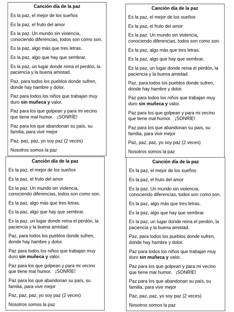 Cancion paz | PDF