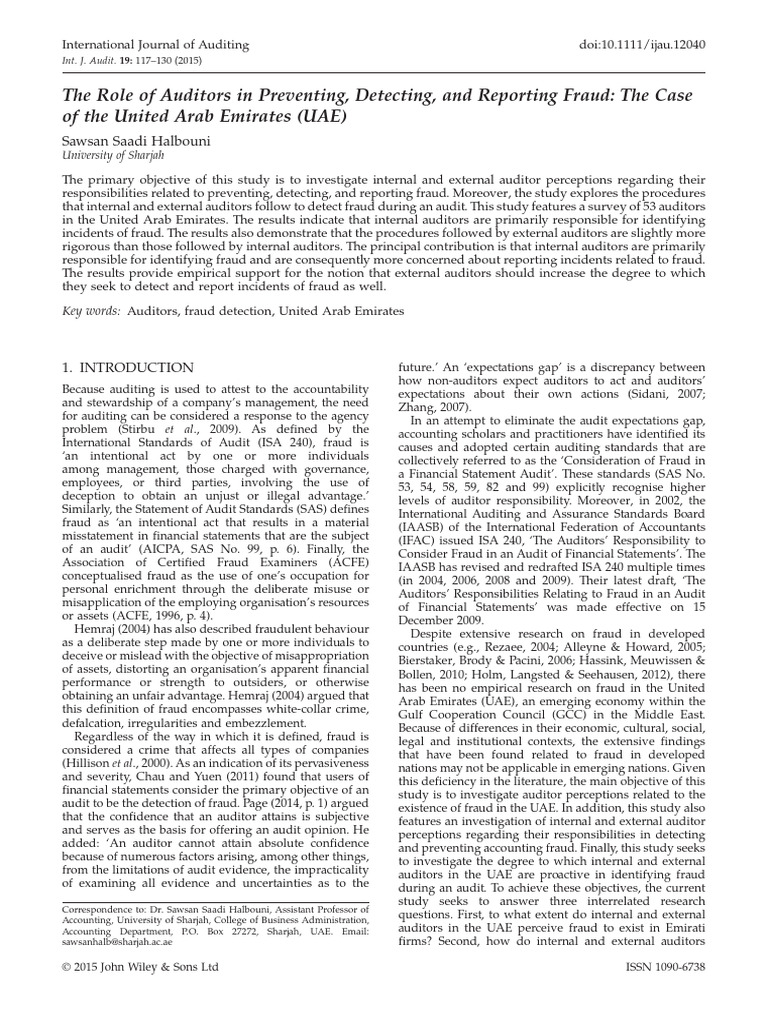 UAE Auditors' Role in Fraud Detection | PDF | Audit | Business