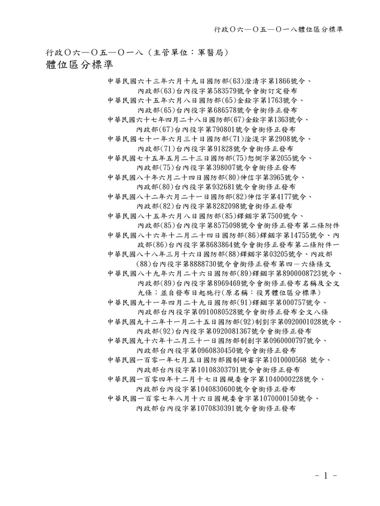 體位區分標準表 | PDF