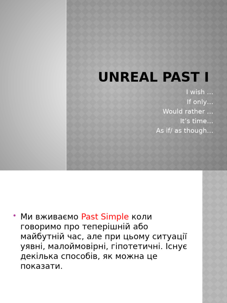 Understanding Unreal Past Tenses | PDF | Semantic Units | Linguistics