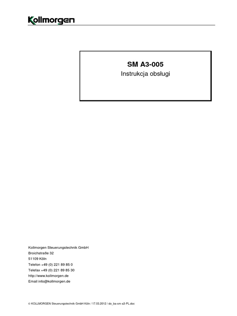 Kollmorgen Ucm A3 005 PL 01 | PDF