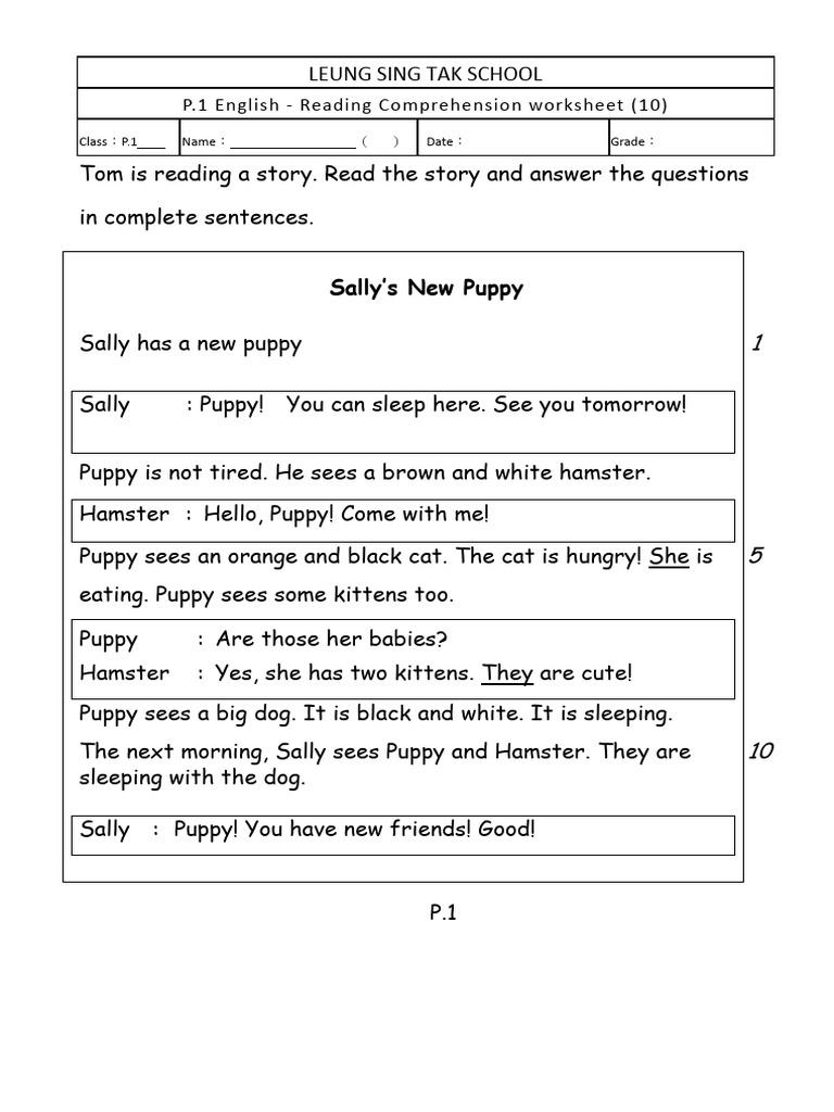 P 1 34 reading comprehension ws 10 pdf