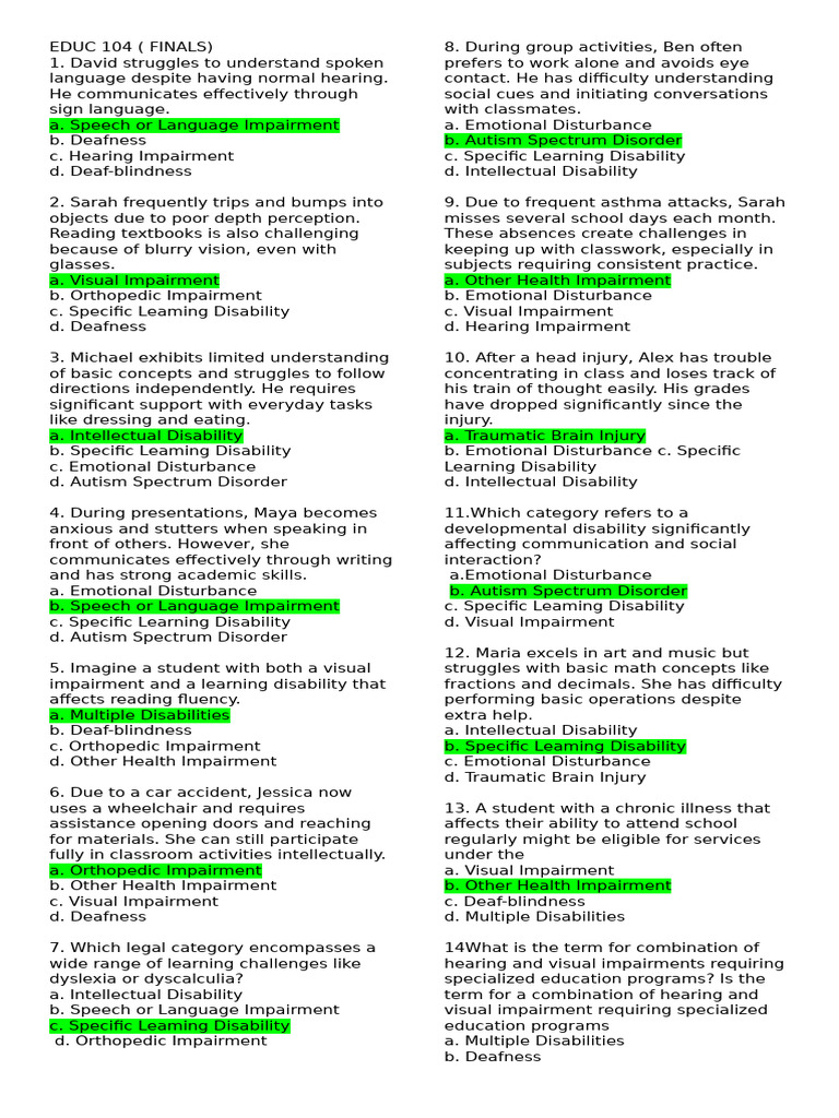 Educ 104 Final Exam | PDF