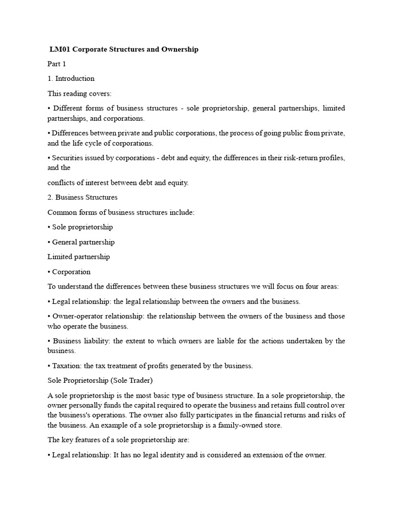 LM01 Corporate Structures and Ownership | PDF | Partnership | Equity ...
