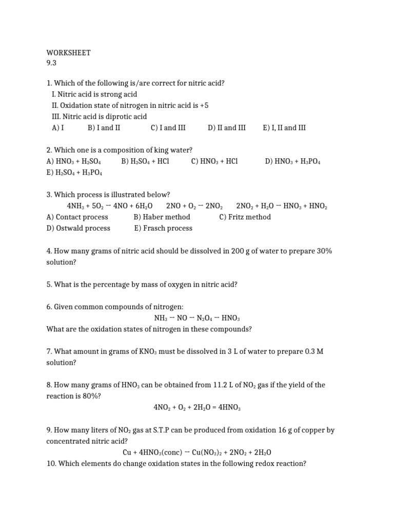 9.3 Worksheet | PDF
