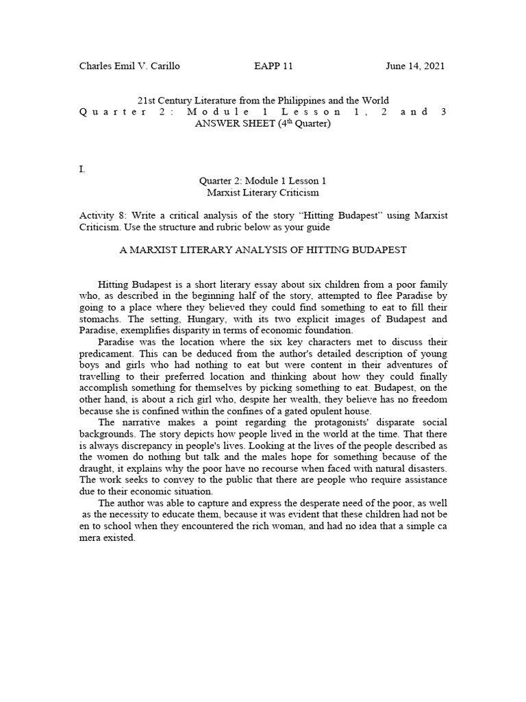 Carillo, Charles Emil v. - Eapp Q2 Module 1 Lesson 1 - 3 Answer Sheet | PDF