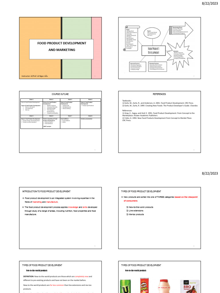 Lecture 1 - Type of Food Product Development | PDF