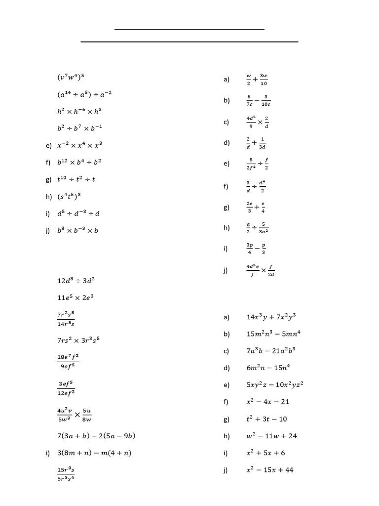 Assignment chapter 1 introduction to algebra pdf mathematics algebra