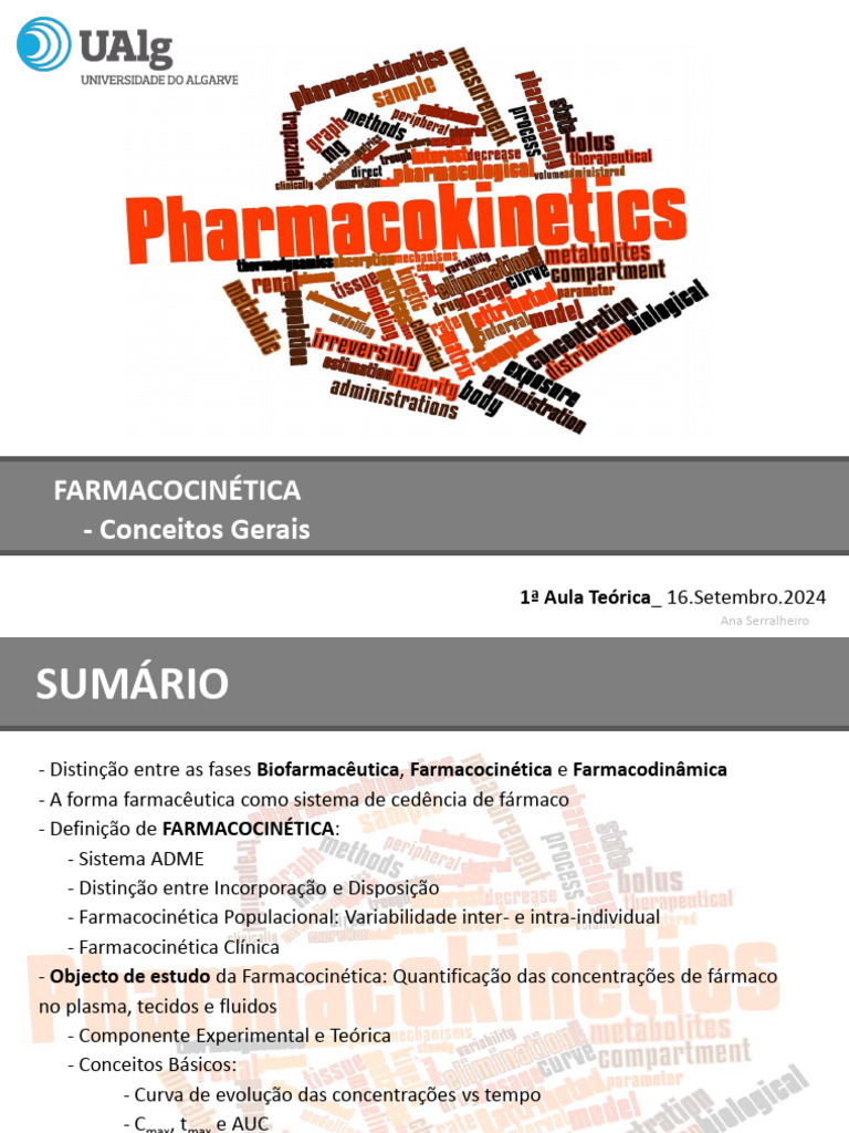 Aula Farmacocinética T1 Conceitos Gerais 2024 Pdf