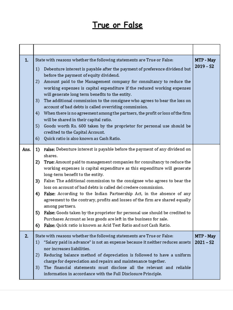 True or False | PDF