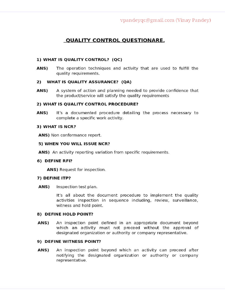 QA QC Notes | PDF