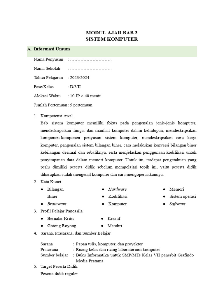 Modul Ajar Bab 3 | PDF | Karier & Perkembangan | Komputer
