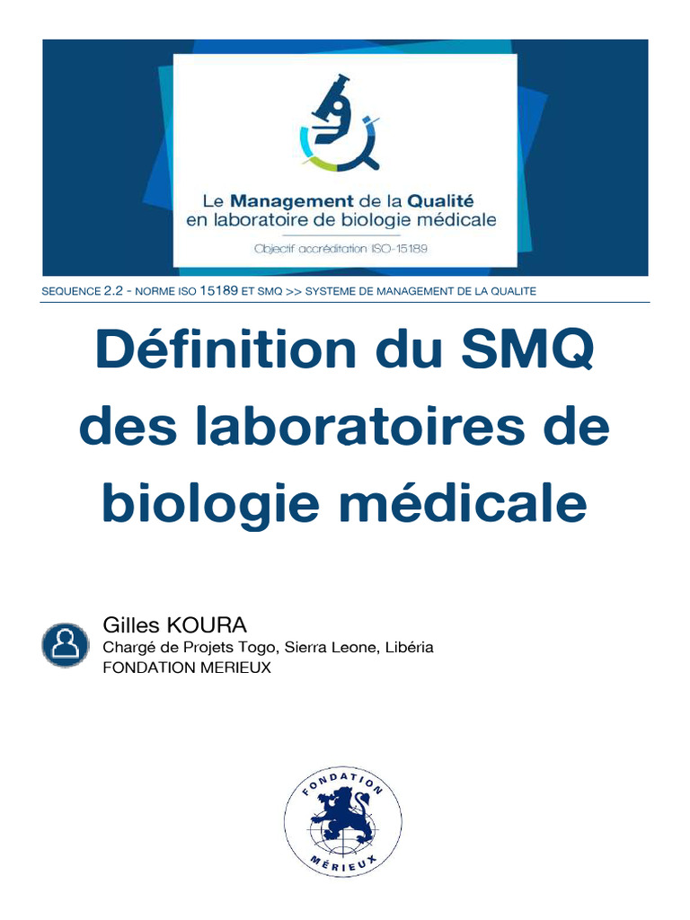 SMQ et ISO 15189 en Biologie Médicale | PDF | Système de management de ...