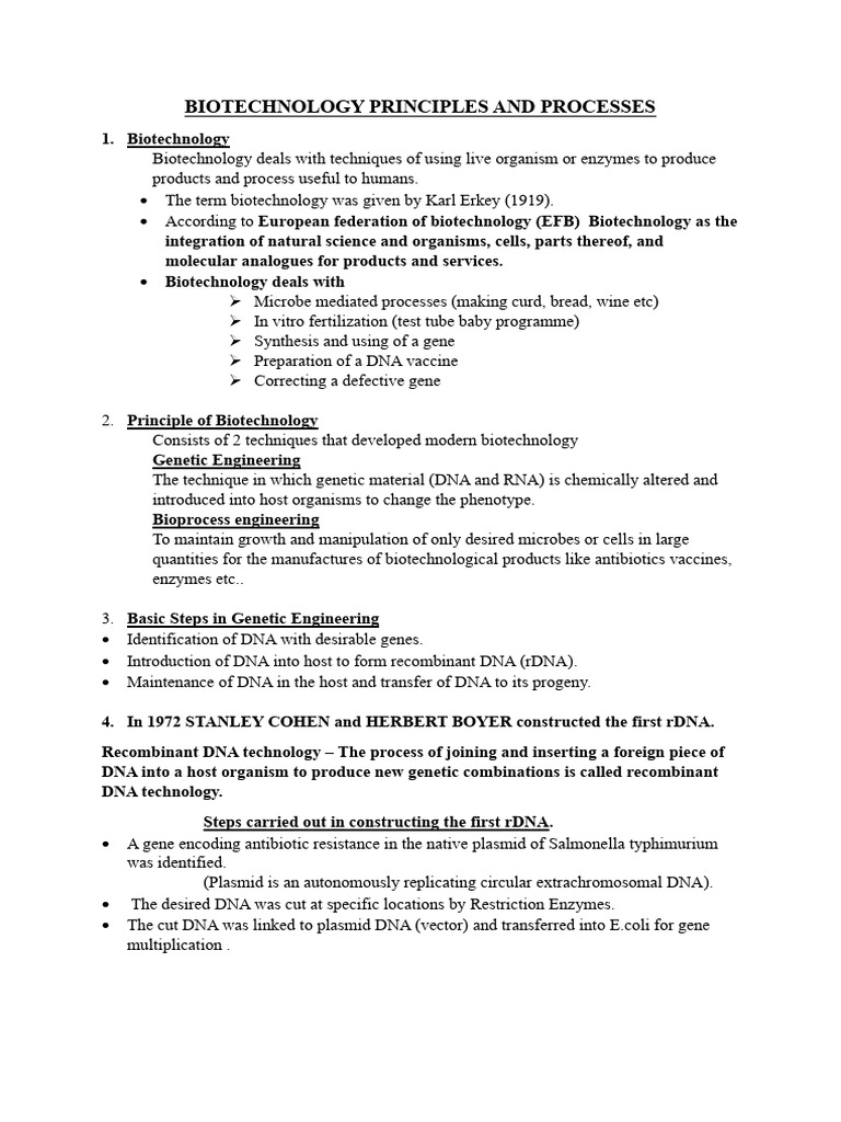 Biotechnology Typed Notes | PDF