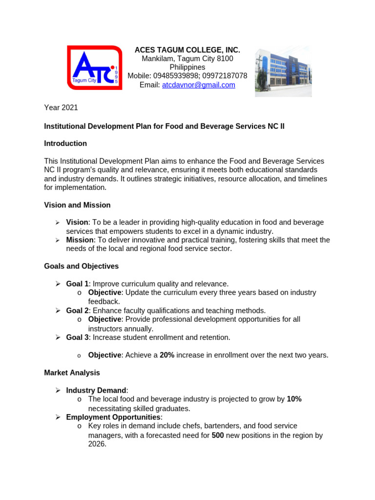 Institutional Development Plan | PDF | Curriculum | Business