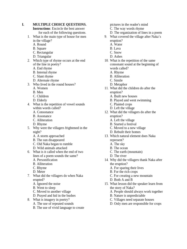 Quiz For Grade 8 Pdf