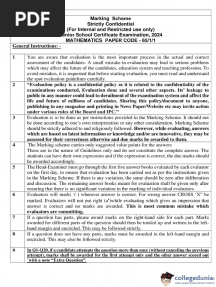 CBSE Class 12 Mathematics Answer Key 2024 Set 1 65 1 1