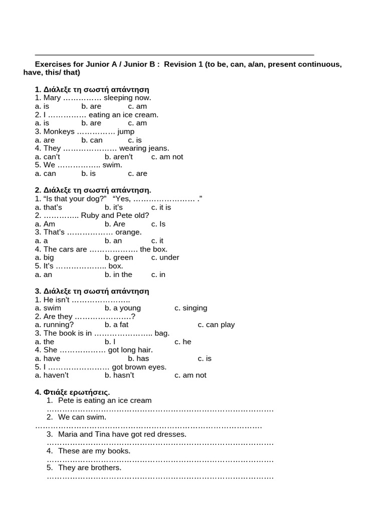 Revision Test 1 Junior | PDF