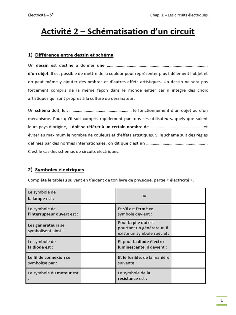 Activite 2 Schematisation D Un Circuit | PDF