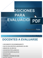 DISPOCIONES PARA EVALUACUIÓN