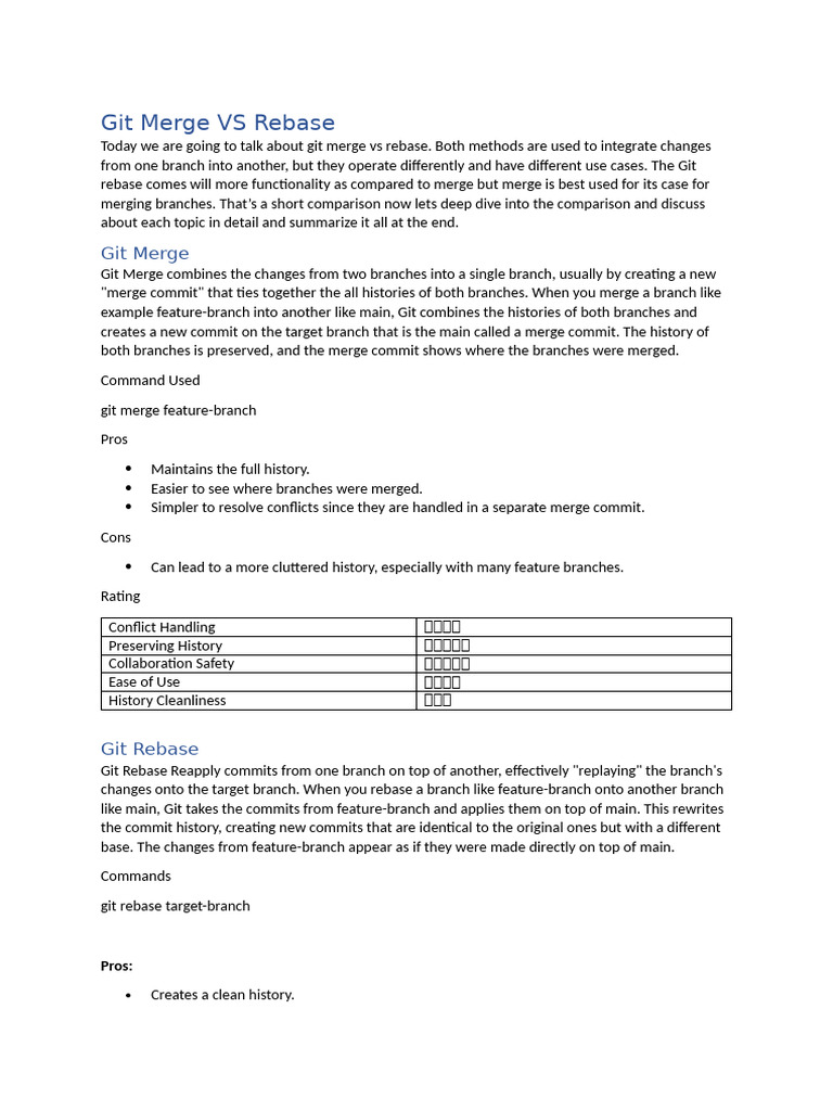 Git Merge VS Rebase | PDF