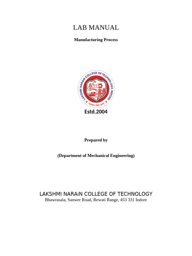 Lab Manual of Manufacturing Process Me-305 | PDF