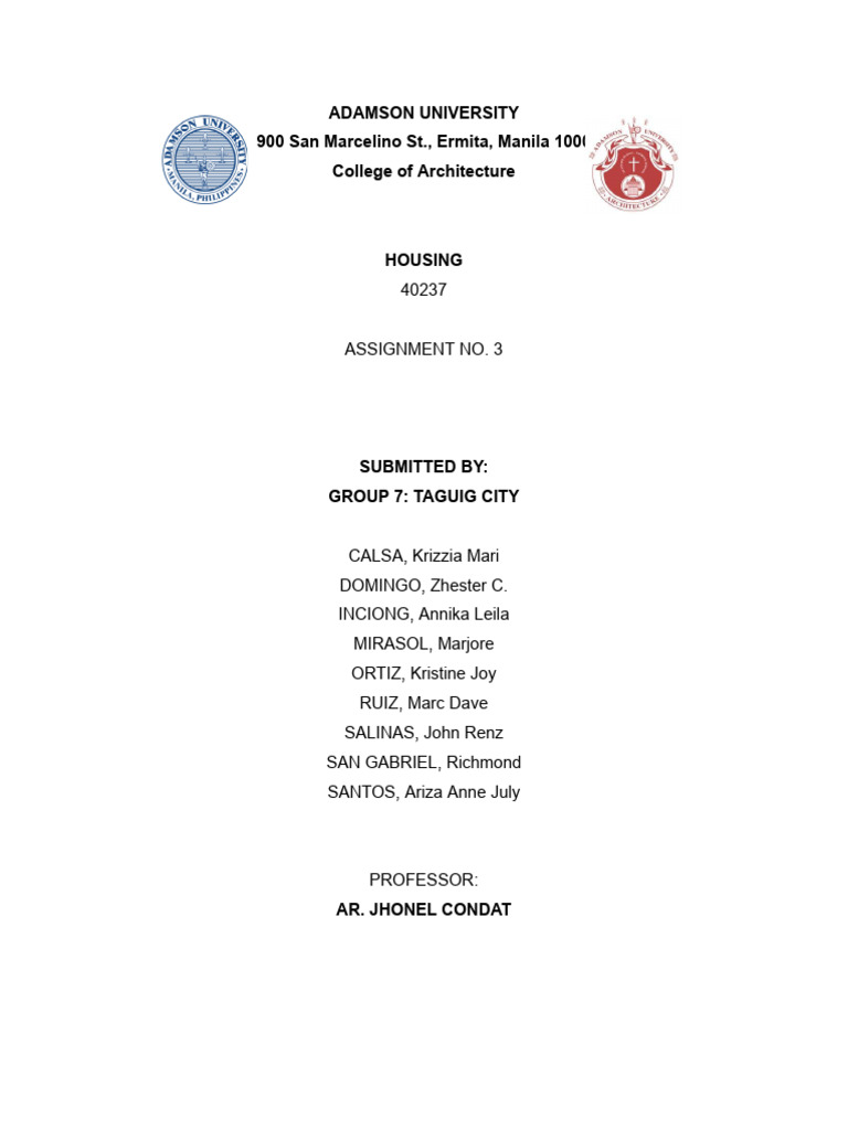 Housing Assignment 3 Pdf