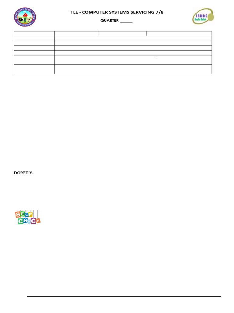 Tle - Computer Systems Servicing 7/8 | PDF