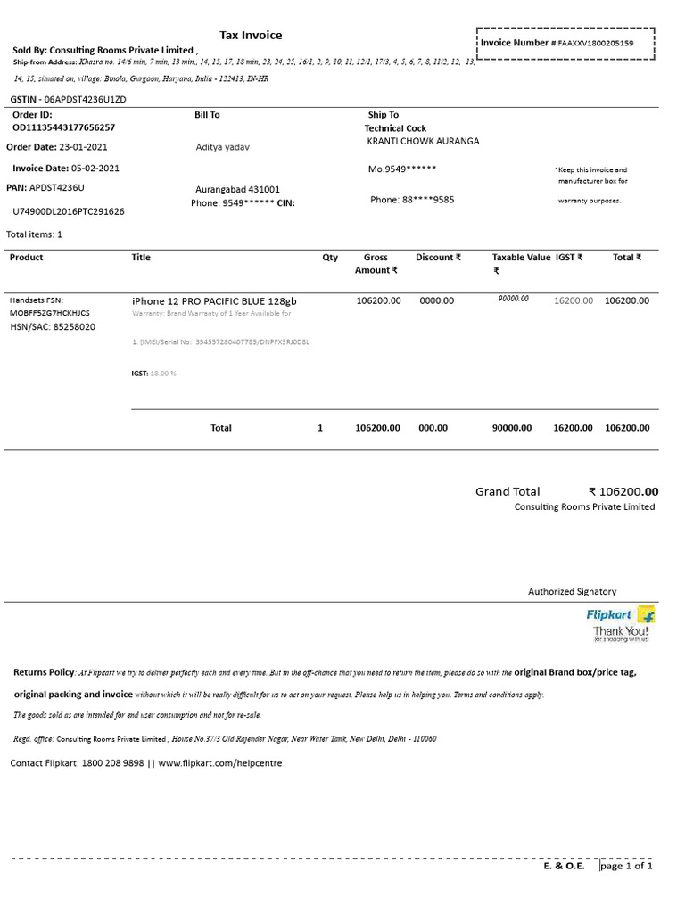 Orginal Bill | PDF