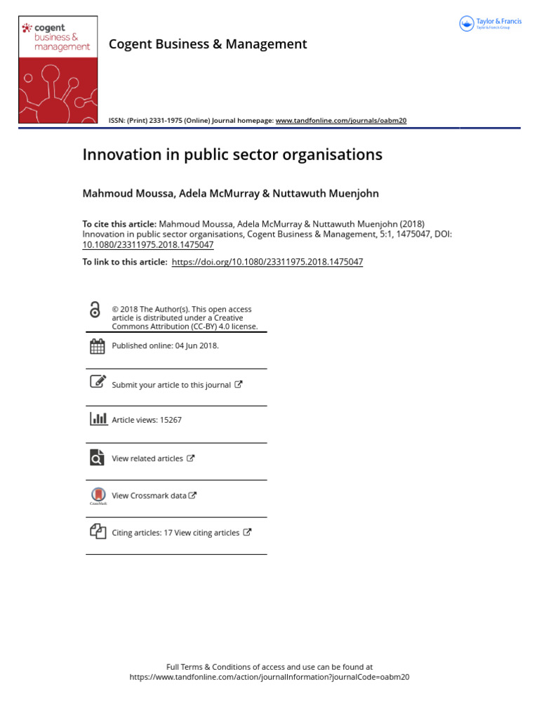 Innovation in Public Sector Organisations | PDF