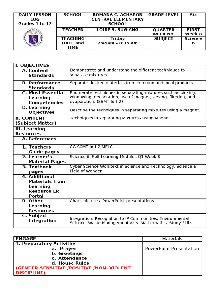 Daily Lesson Plan Science 6 Louie Co1 | PDF