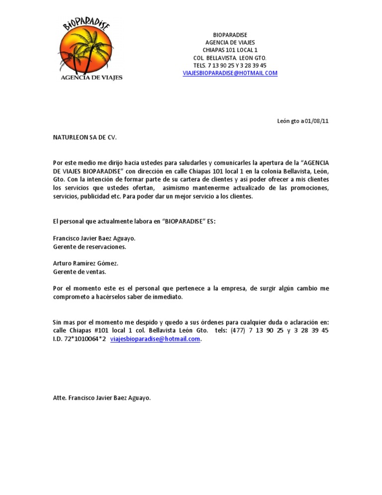 carta de presentacion