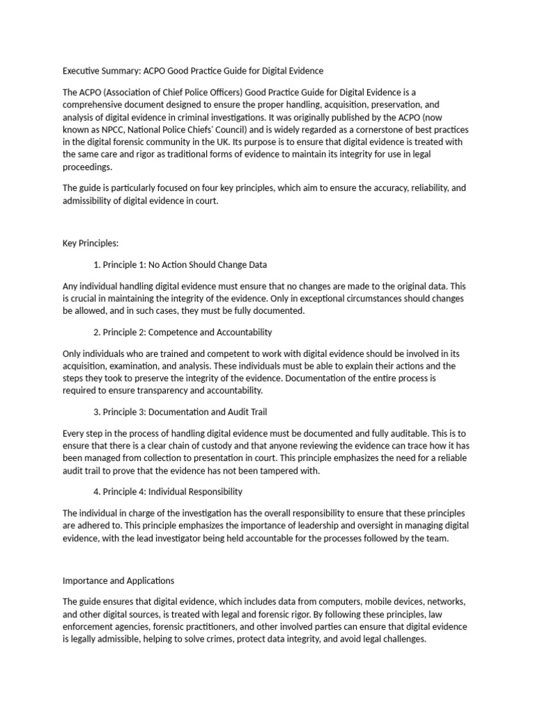 Acpo Guidelines Summary | PDF