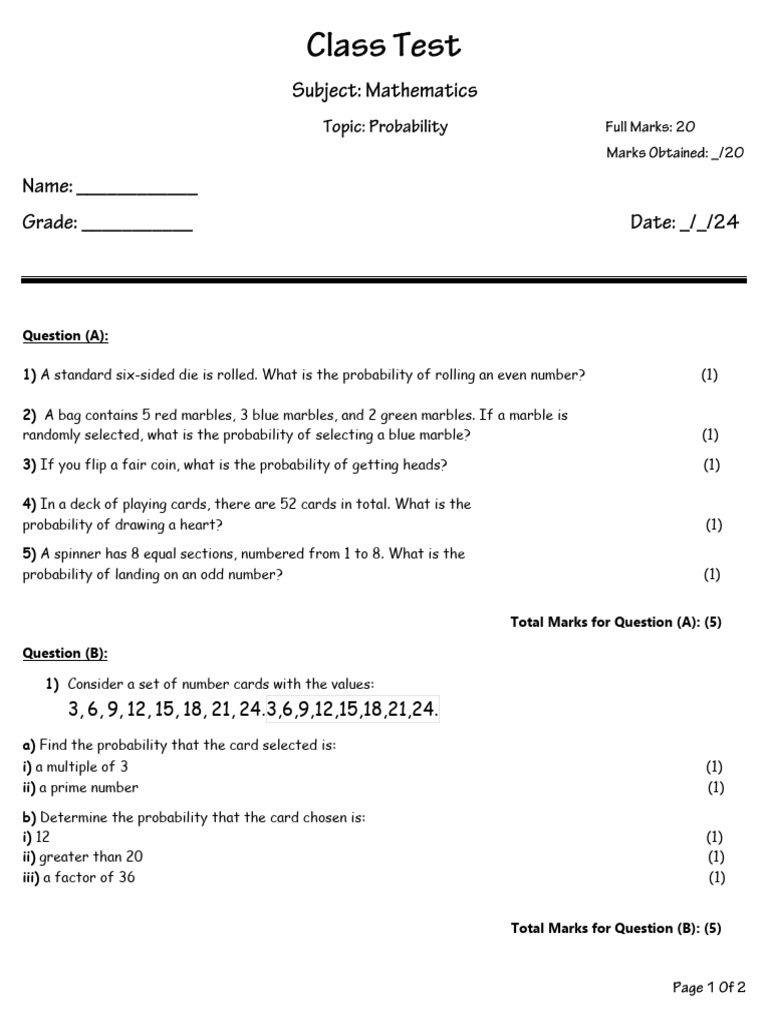 Test On Probability | PDF