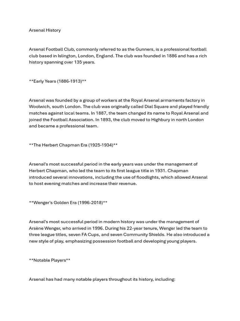 Arsenal History | PDF
