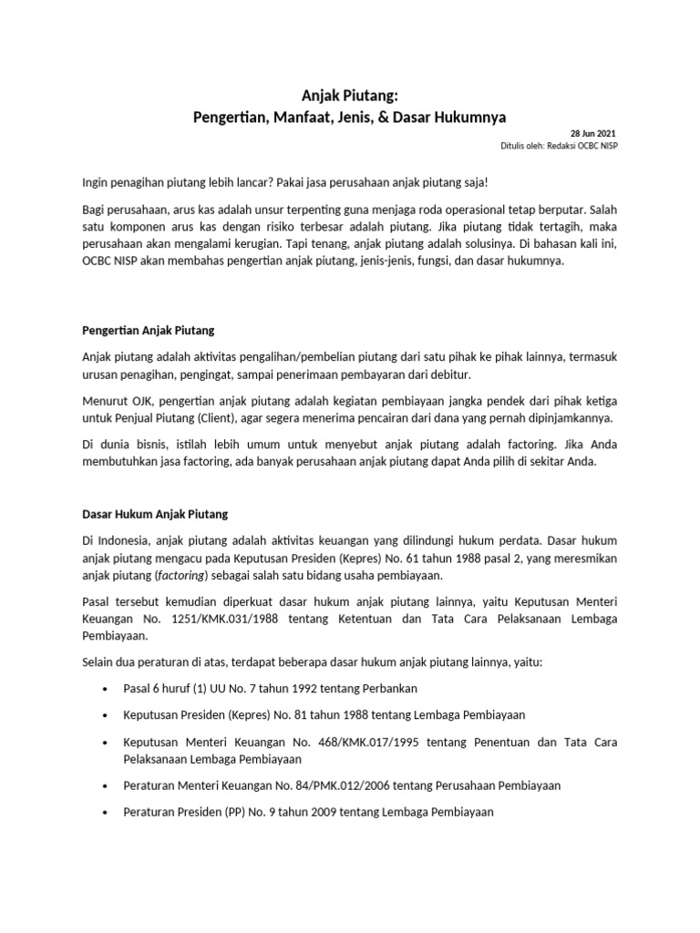 Anjak Piutang | PDF