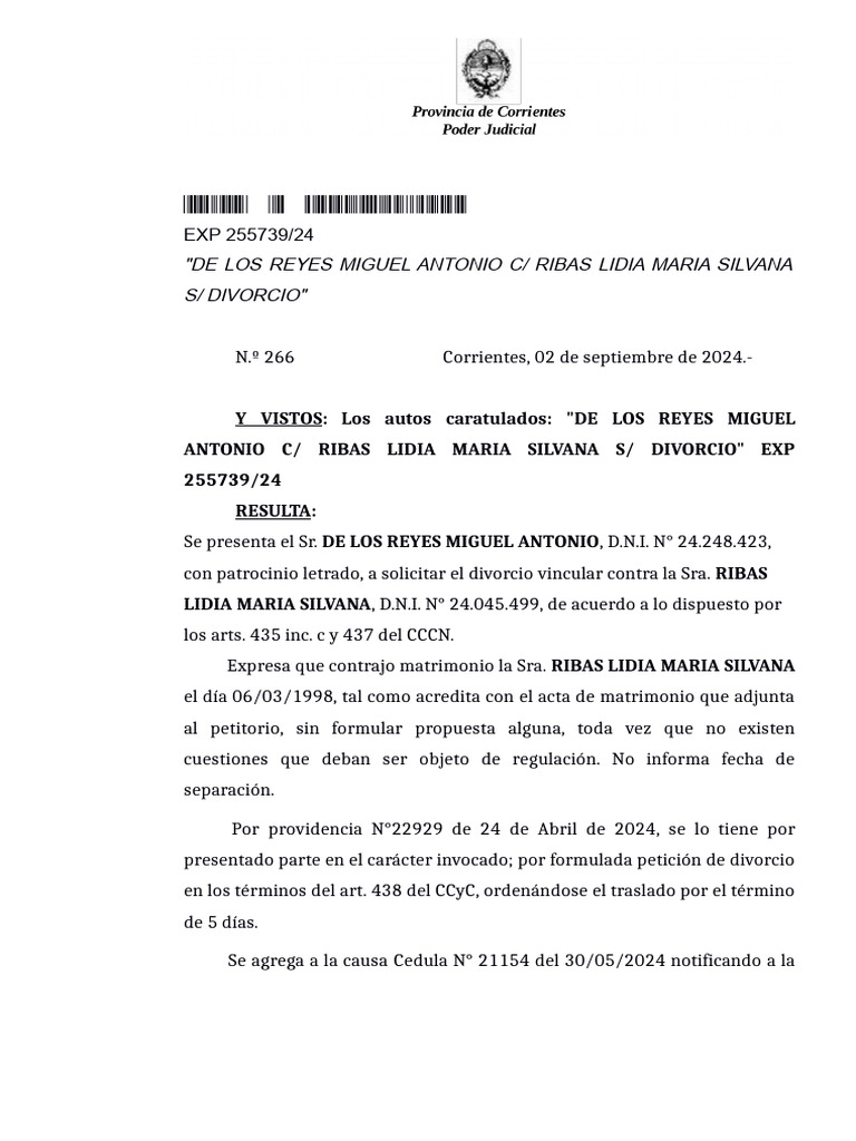 Sentencia Divorcio | PDF | Divorcio | Instituciones sociales