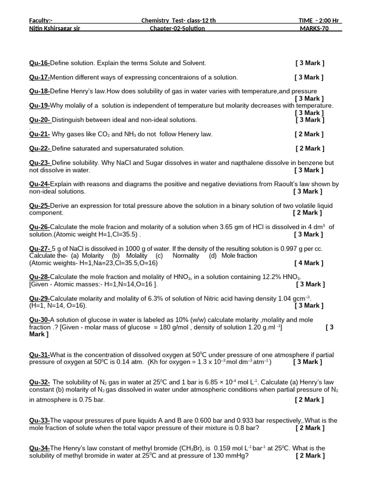 Solution Test | PDF