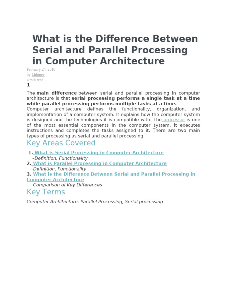 Sequential and Parallel Processing in Computer Architecture | PDF
