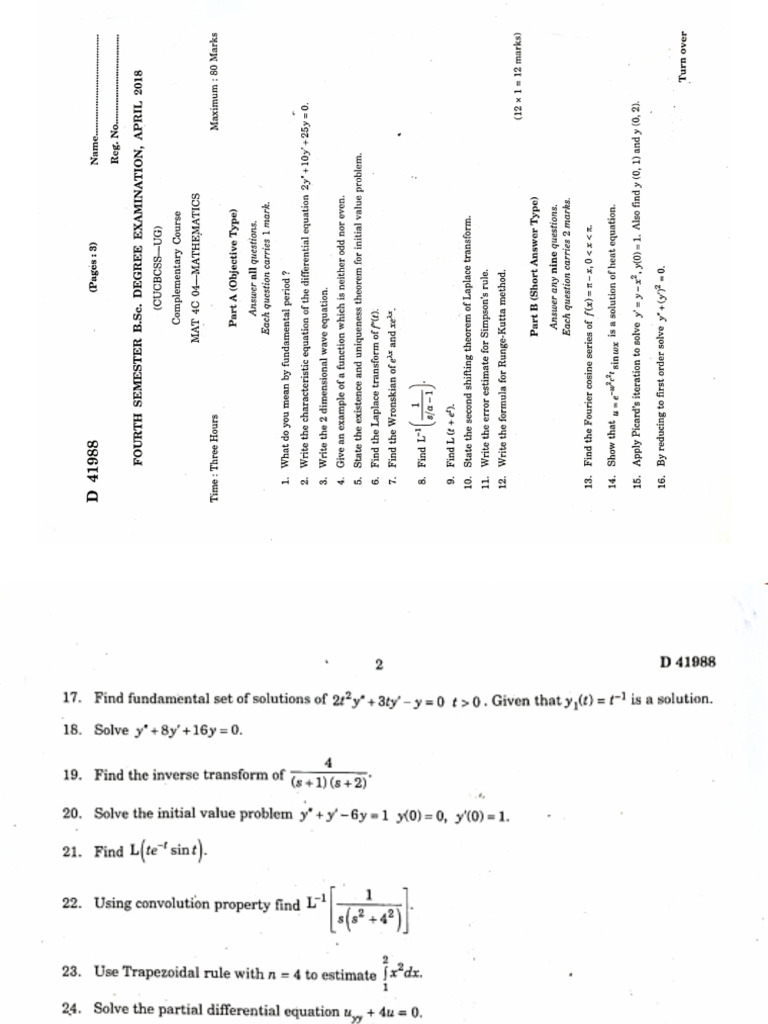 Mathematics 4 QP | PDF