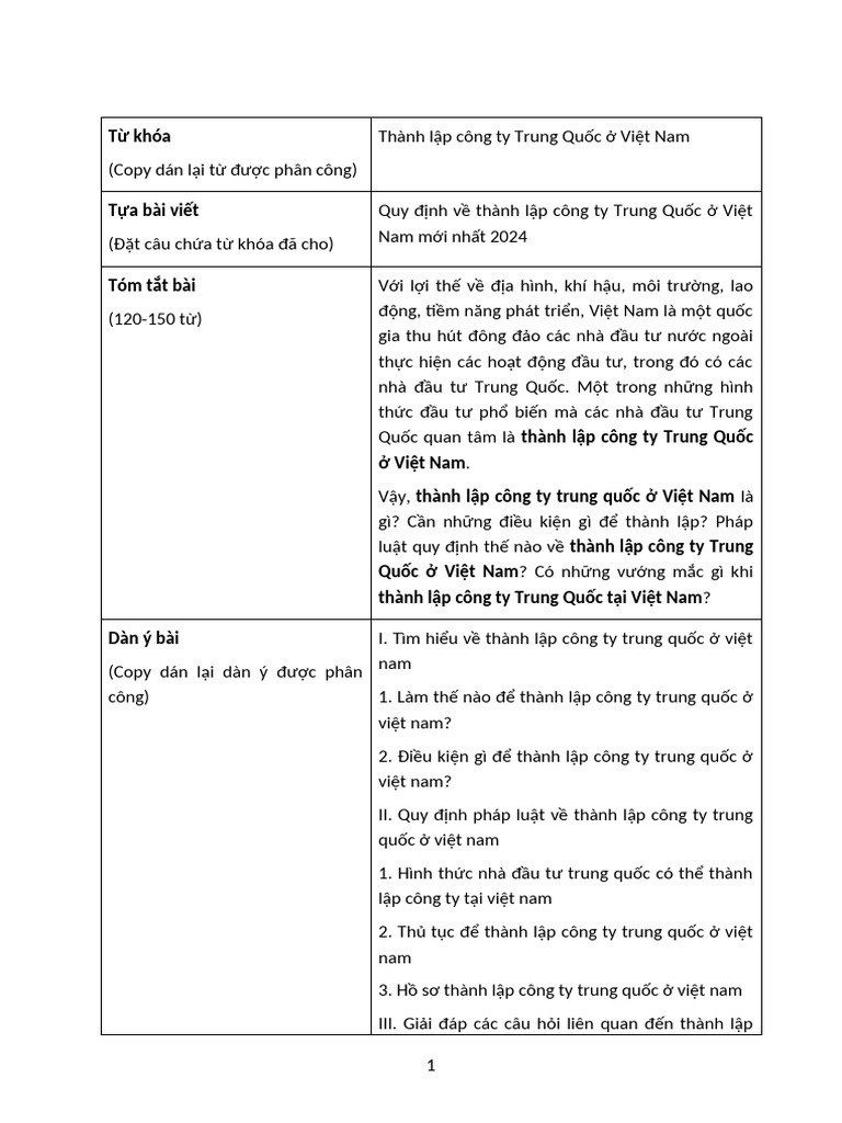 240616-Thanh Lap Cong Ty Trung Quoc o Viet Nam | PDF