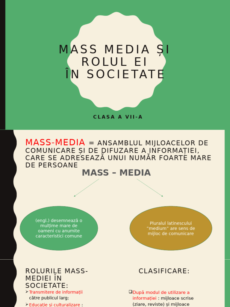 Rolul Mass-Mediei în Societate | PDF | Mass Media | Human Communication