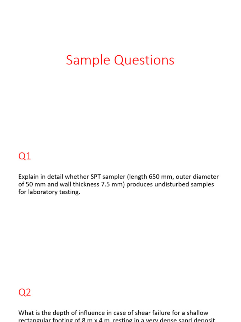 Sample Questions - Mid Sem CE 407 | PDF