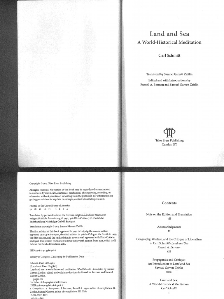 Carl Schmitt - Land and Sea (2015) | PDF