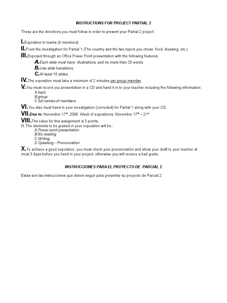 Instructions For Project Partial 2 | PDF | Ocio | Naturaleza