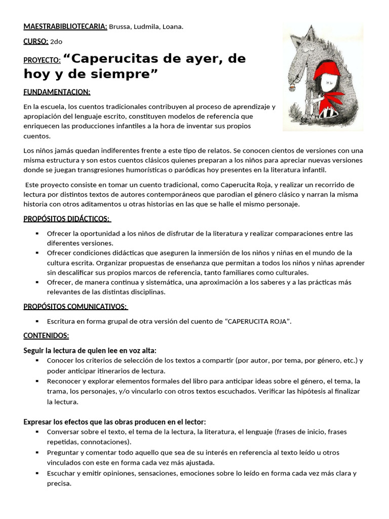 Actividades de Caperucita Roja en 2do grado | PDF | Caperucita Roja ...