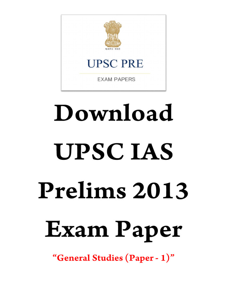 2013 UPSC IAS Civil Services Prelims Exam Paper | PDF