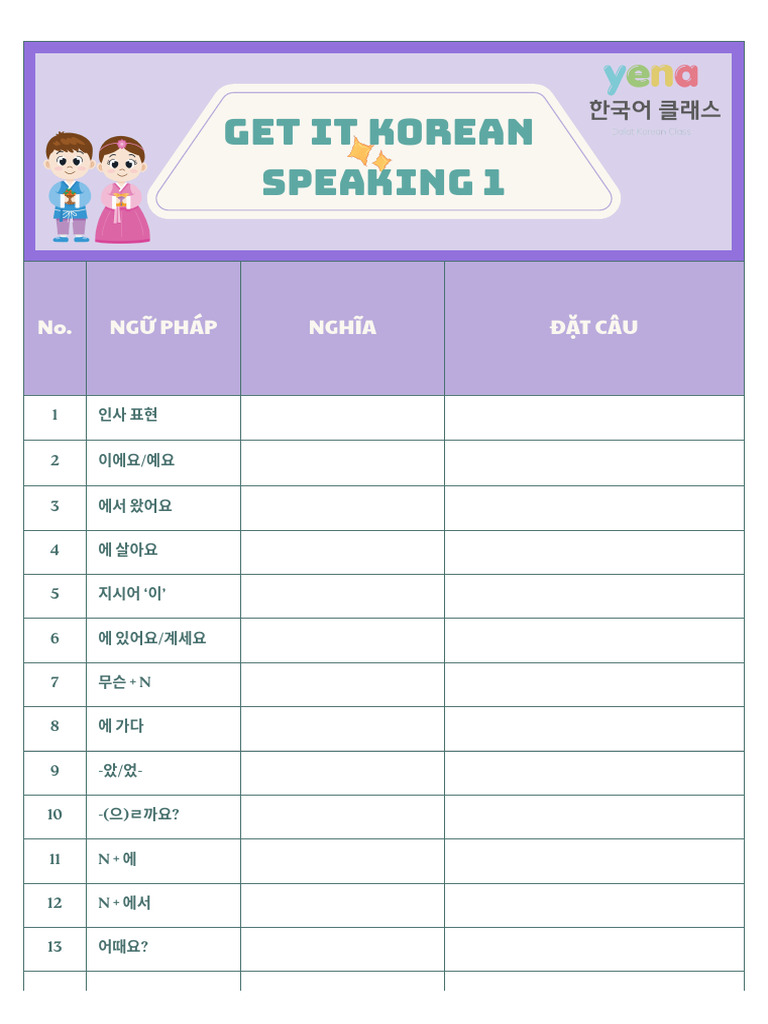 Get It Korean Speaking 1 - Grammar | PDF