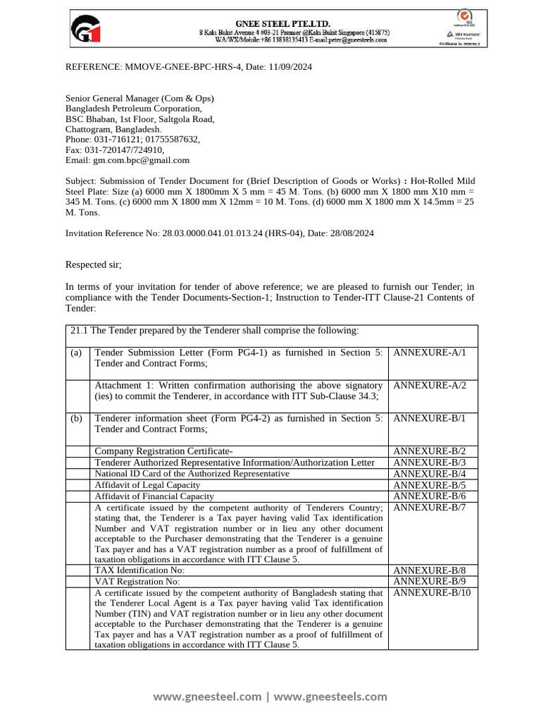 Content of Tender | PDF